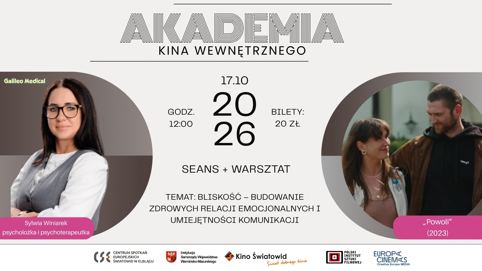 Akademia Kina Wewnętrznego 2026 seans + warsztat: "Powoli" - O bliskości