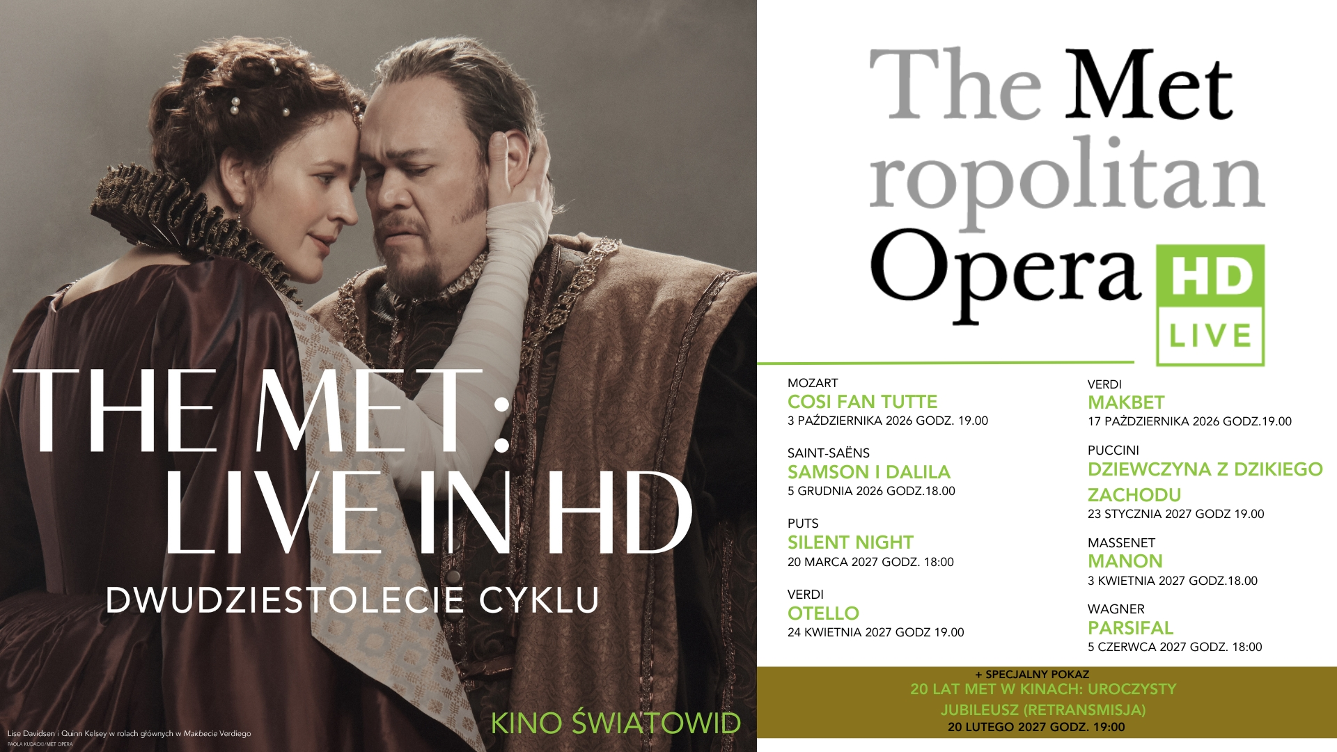 Transmisje z The Metropolitan Opera w Kinie Światowid