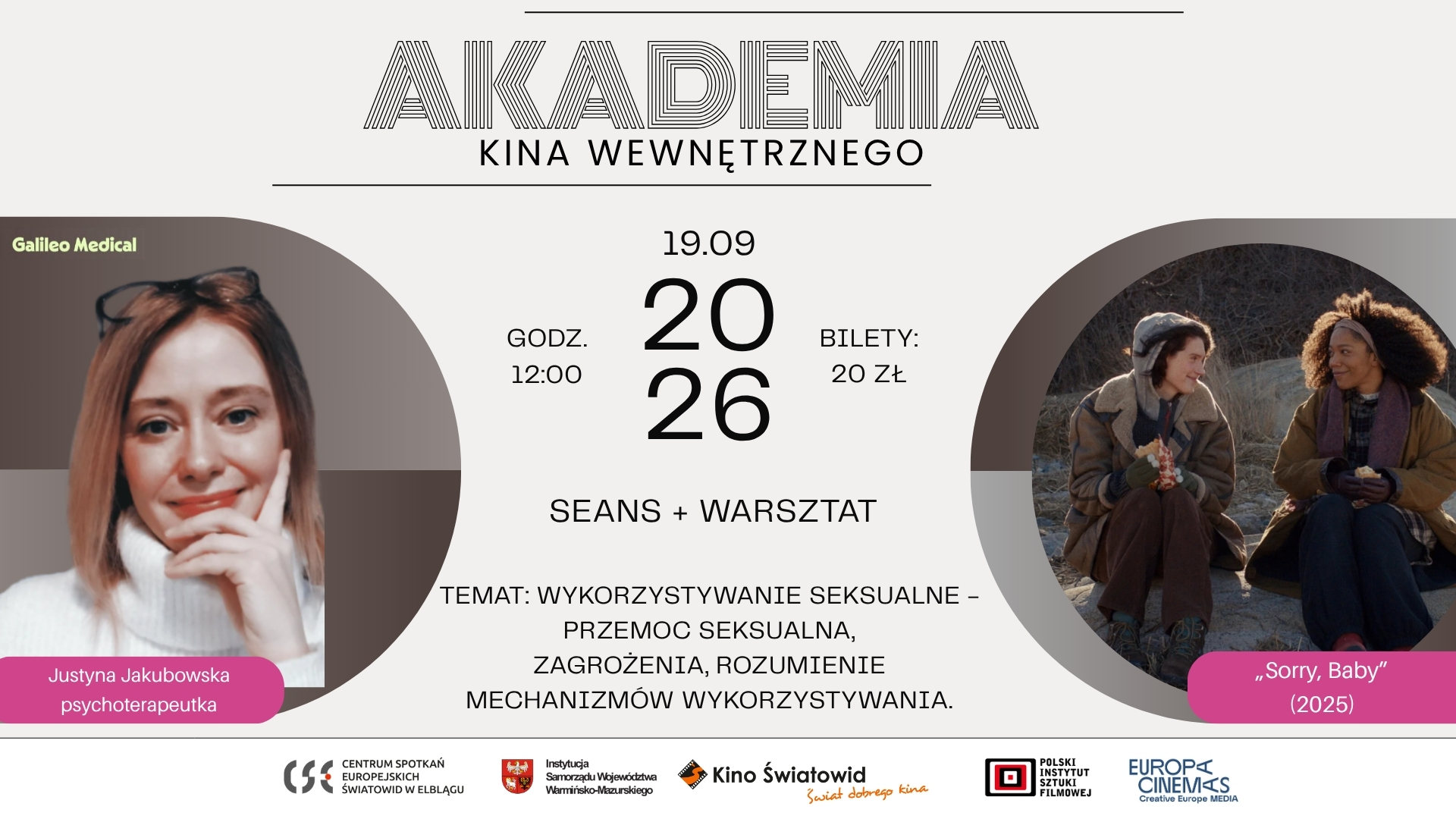 Akademia Kina Wewnętrznego 2026: wrzesień - Przemoc s*ksualna, seans + warsztat